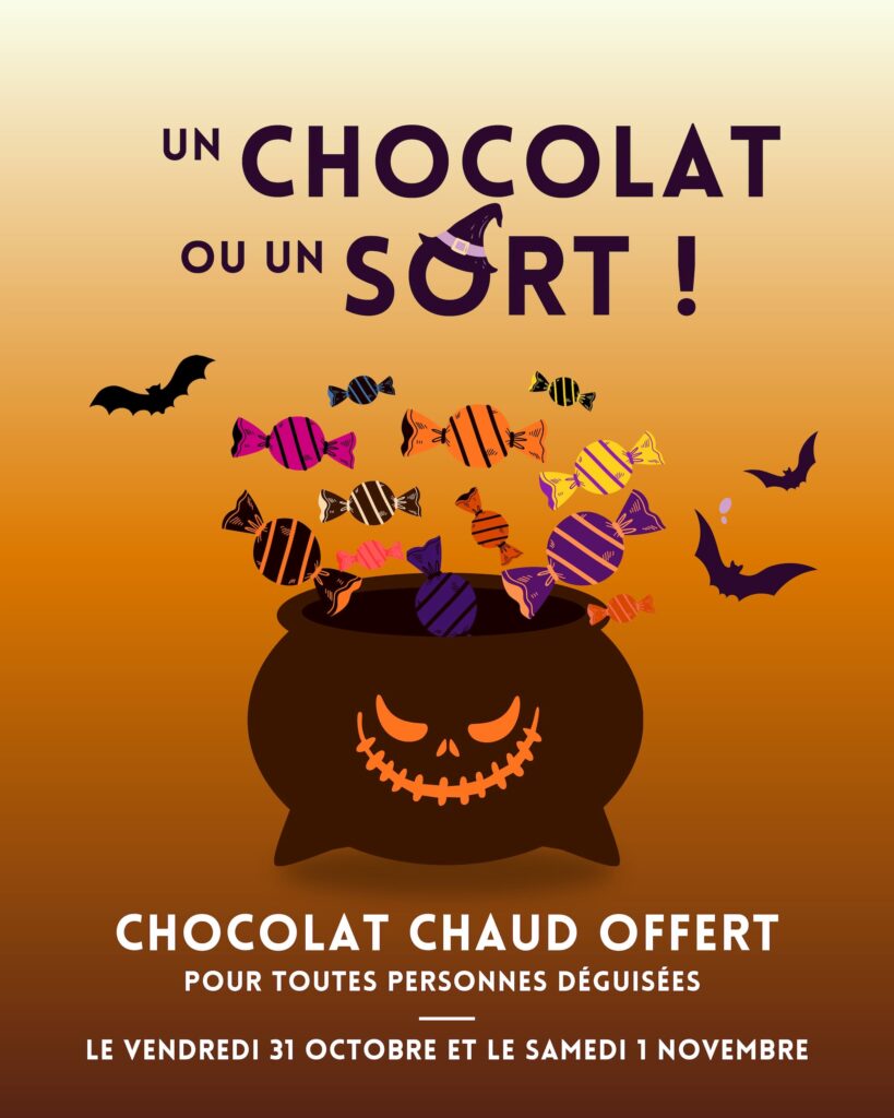 affiche un chocolat ou un sort Halloween